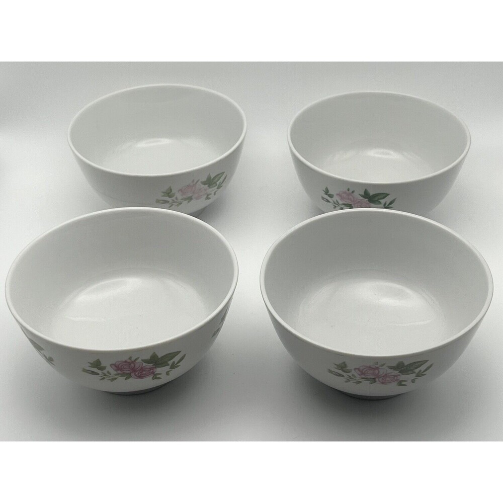 Set of 4 Vintage Xiangshan Chinese Porcelain Bowls Pink Roses Made in China